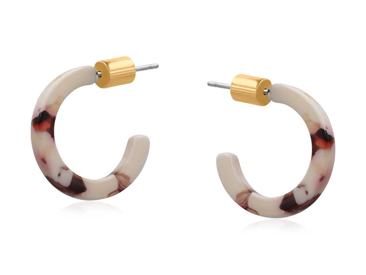 Genoa Petite Resin Hoop Earrings : BEIGE/BROWN