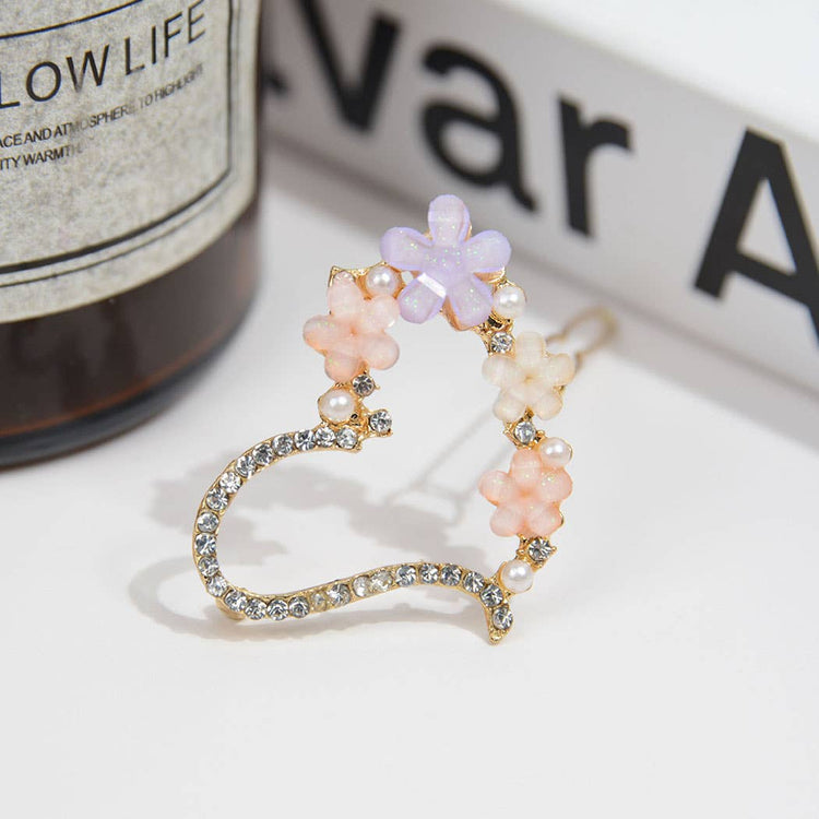 4PC Rhinestone Flower Hair Pin Set: Flower