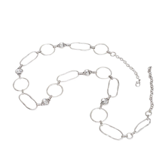 Handmade Crystal Chained Pewter Necklace
