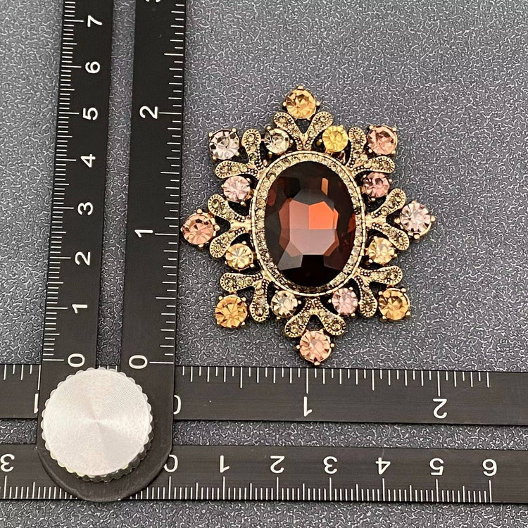 Vintage Sparkling Glass & Rhinestone Snowflake Brooch