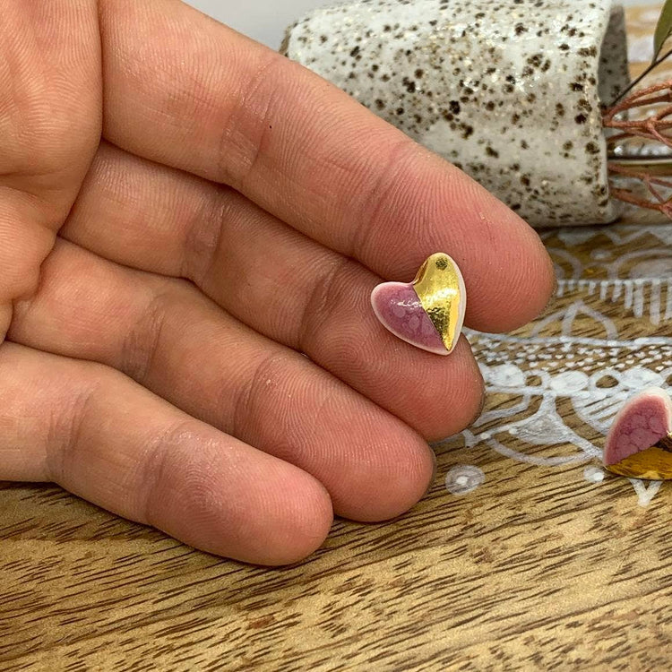 Pink and Gold - Stud Earrings