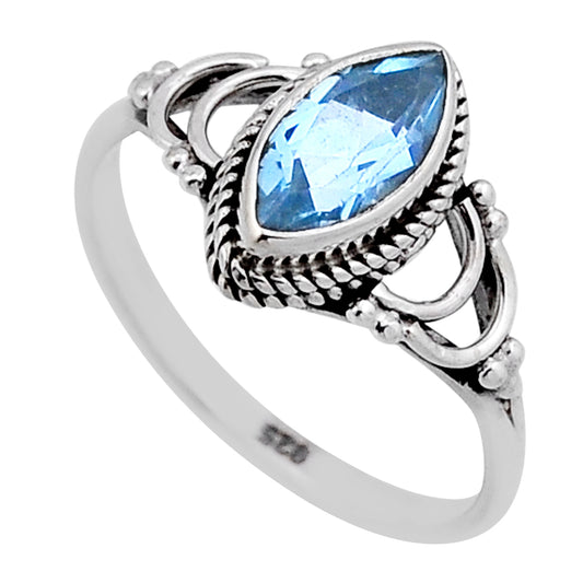 Blue Topaz Marquise Silver Ring