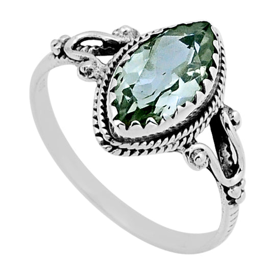 Green Amethyst Silver Ring