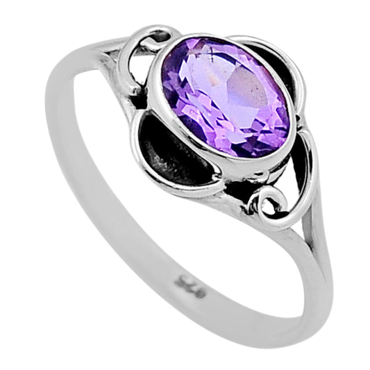 Amethyst Oval Silver Ring