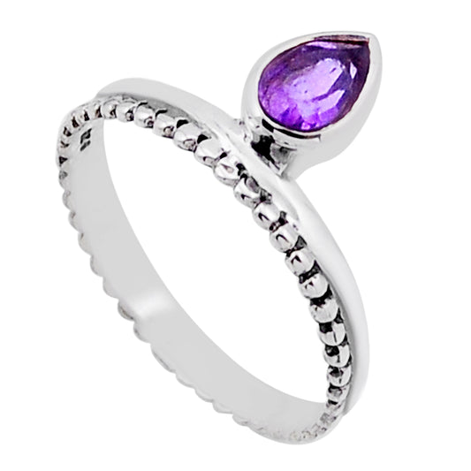 Amethyst Silver Band Ring