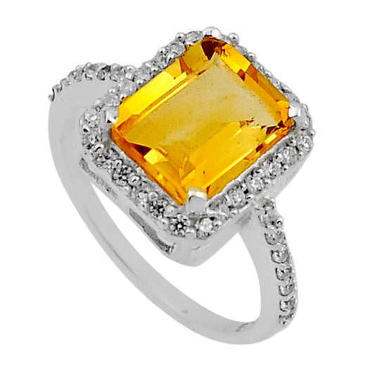 Citrine and Topaz Rectangle Silver Ring