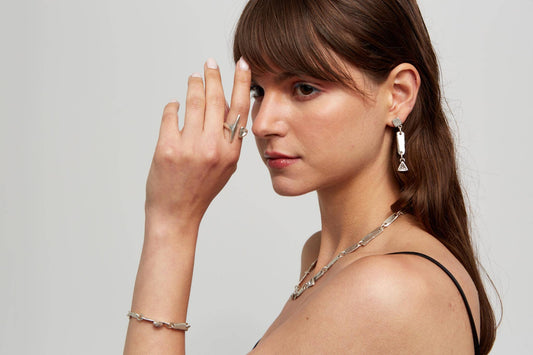 Handmade Clear Crystal Pewter Earrings