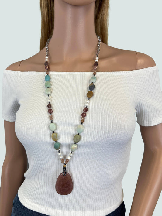 Strawberry Quartz Pendant Necklace