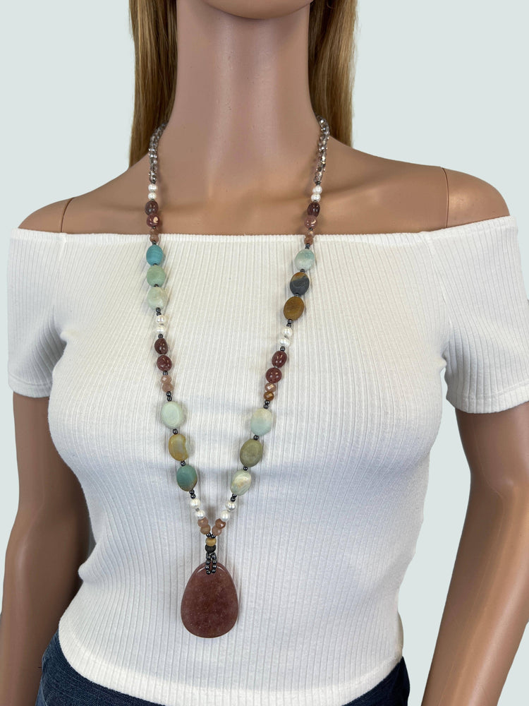 Strawberry Quartz Pendant Necklace