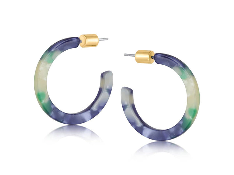 Hortense Thin Resin Hoop Earrings: ORANGE BLACK