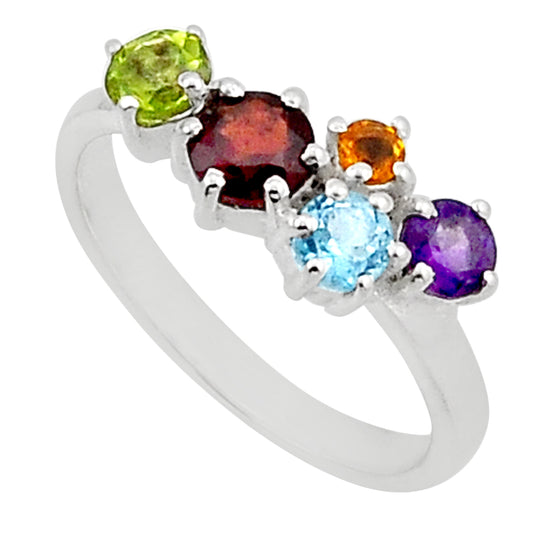 Multi Stone Silver Ring