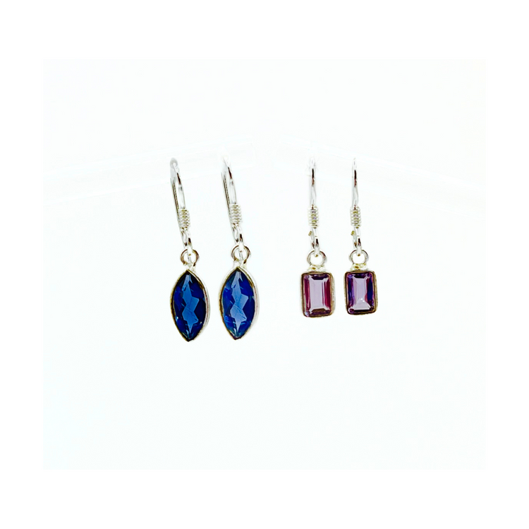 Gemstone Duo Silver Earrings