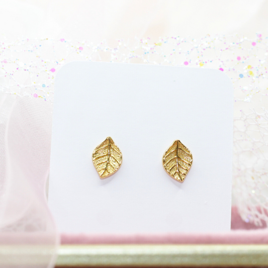 Golden Leaf Stud Earrings