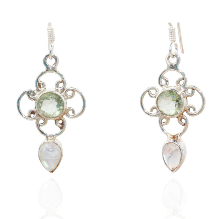 Green Amethyst Silver Earrings
