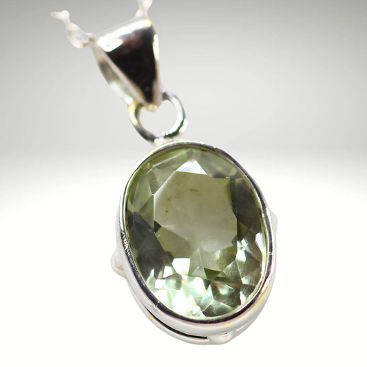 Green Amethyst Silver Pendant