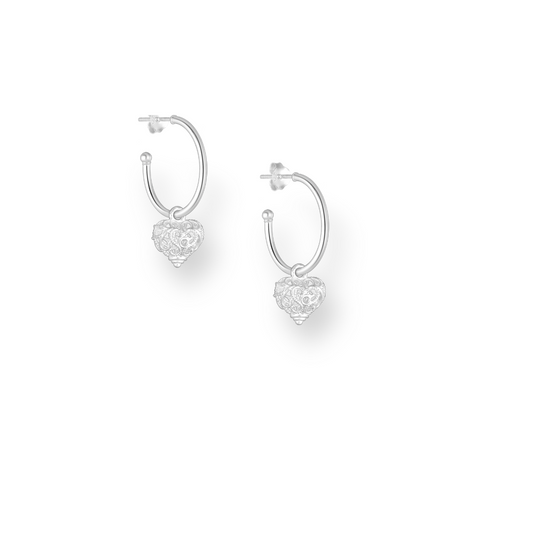 Hearts Charm Silver Earrings