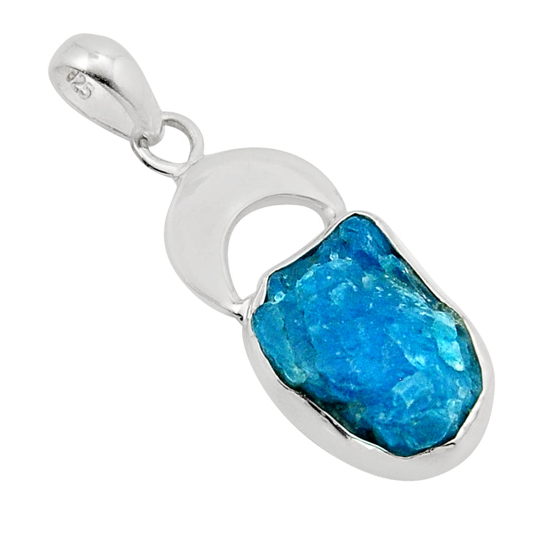 Raw Apatite Silver Pendant