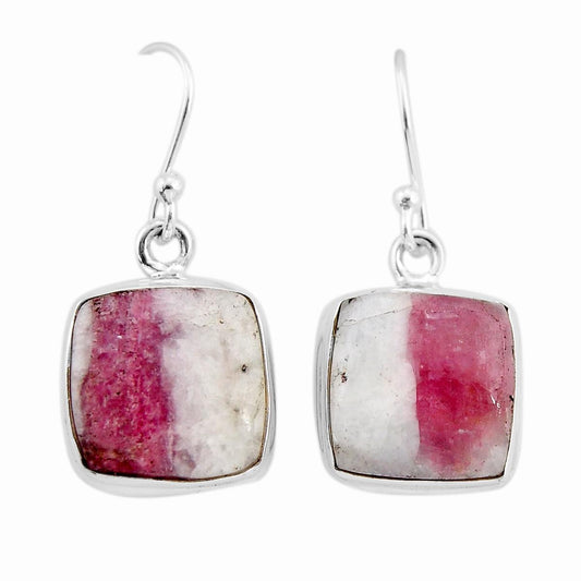 Pink Tourmaline In Quartz Silver Earring