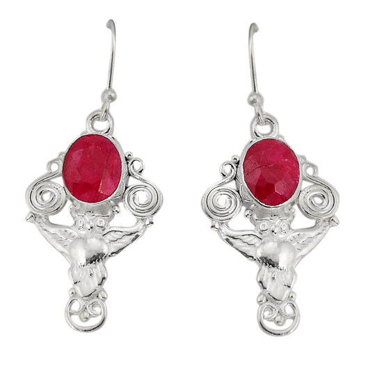 Crazy Owl Silver Ruby Earrings