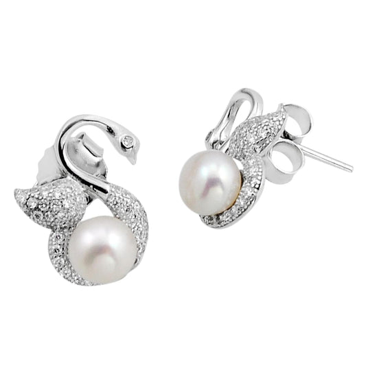 Pearl and Topaz Silver Earrings