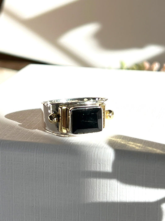 Black Onyx Silver Ring