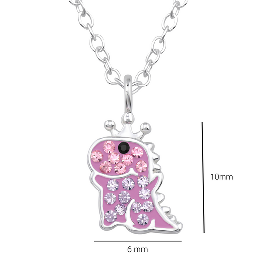 Pink Dinosaur Crystal Necklace
