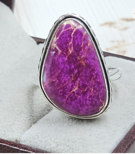 Pink Sea Sediment Jasper Silver Ring