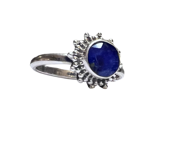 Sapphire Solitaire Silver Ring