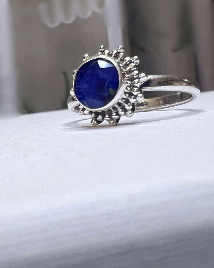 Sapphire Solitaire Silver Ring