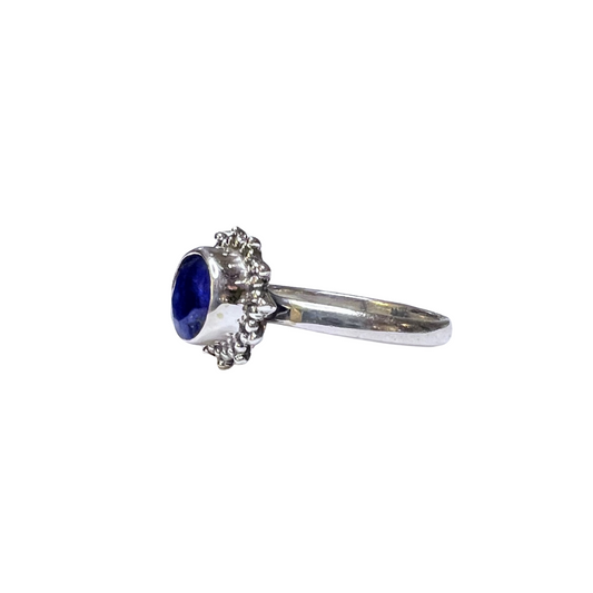Sapphire Solitaire Silver Ring