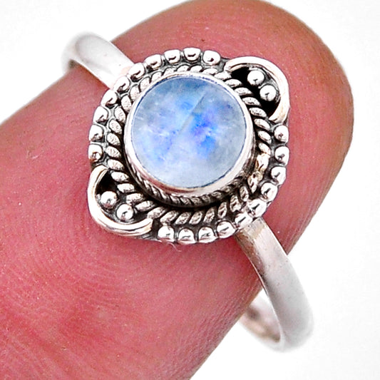 Rainbow Moonstone Silver Ring
