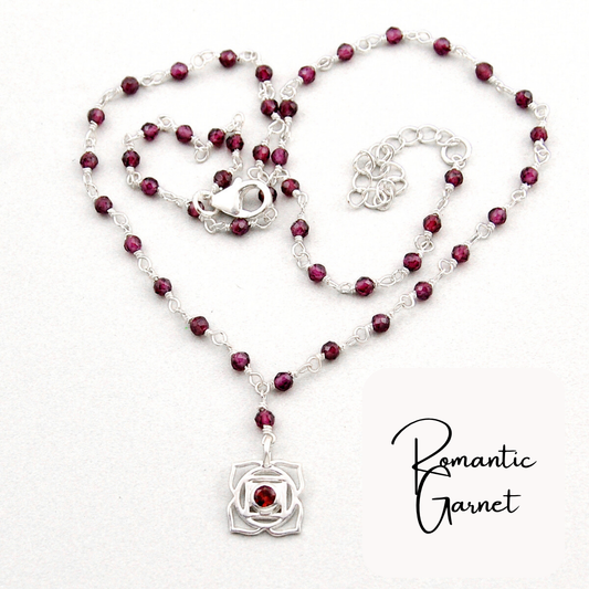 Romantic Garnet Silver Necklace